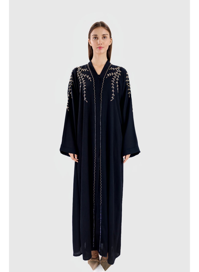 Ophelia LIORA Women’s Luxury Abaya – Elegant Black Open Abaya with Premium Fabric and Embroidery, Modest Islamic Wear for Daily & Occasion Use - Image 1